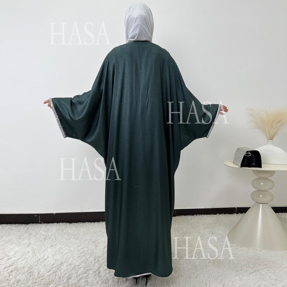 HA6499 Abaya with diamond details on the chest