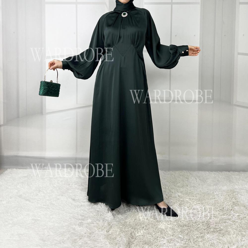 HS5859 High-end Silk Satin Robe (headscarf Not Included), Elegant Design Exudes Luxurious Texture