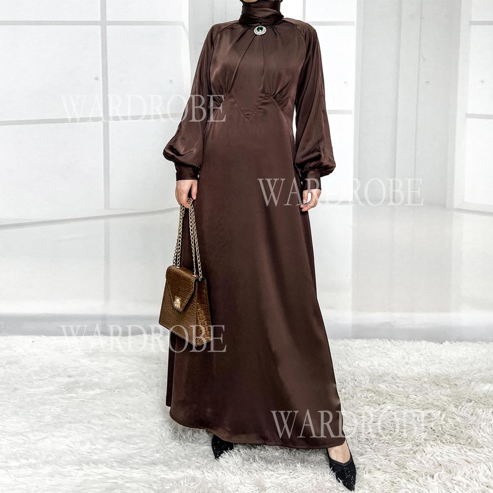 HS5859 High-end Silk Satin Robe (headscarf Not Included), Elegant Design Exudes Luxurious Texture