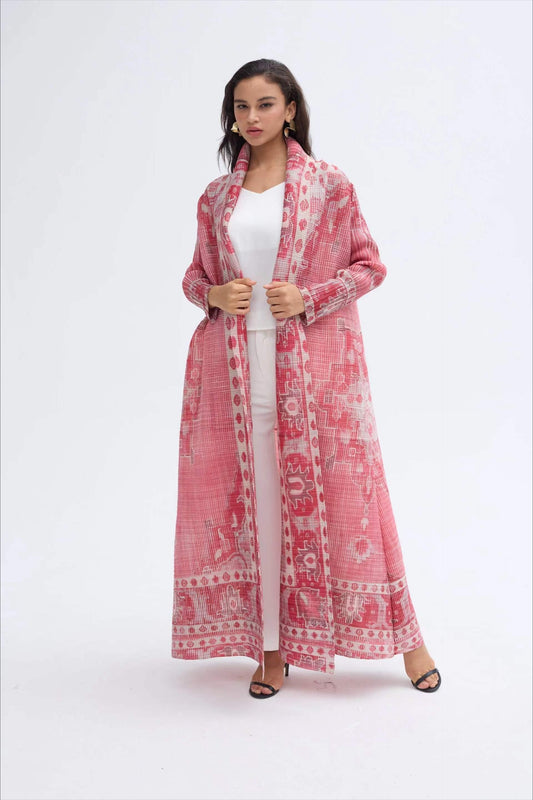 HS6711 Ethereal Pink , Elevated Abaya Style with Artistic Prints
