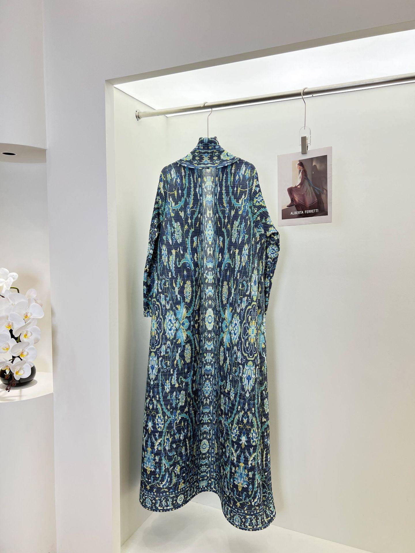 HS6716 Rtisan Elegance  Blue Printed Abaya with Traditional Motifs