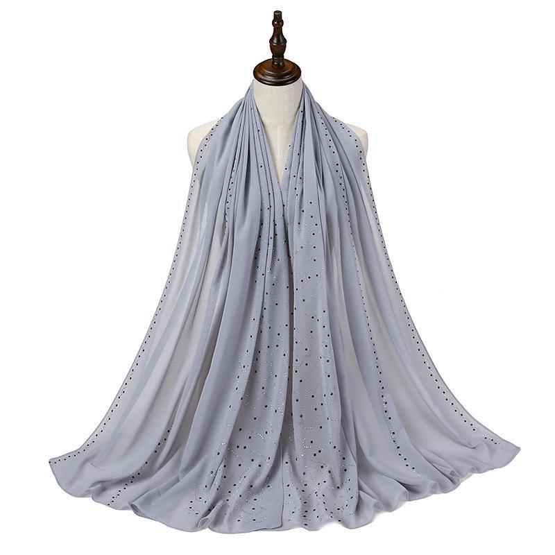 HAYA HA1127 Pearl Chiffon Rhinestone Headscarf