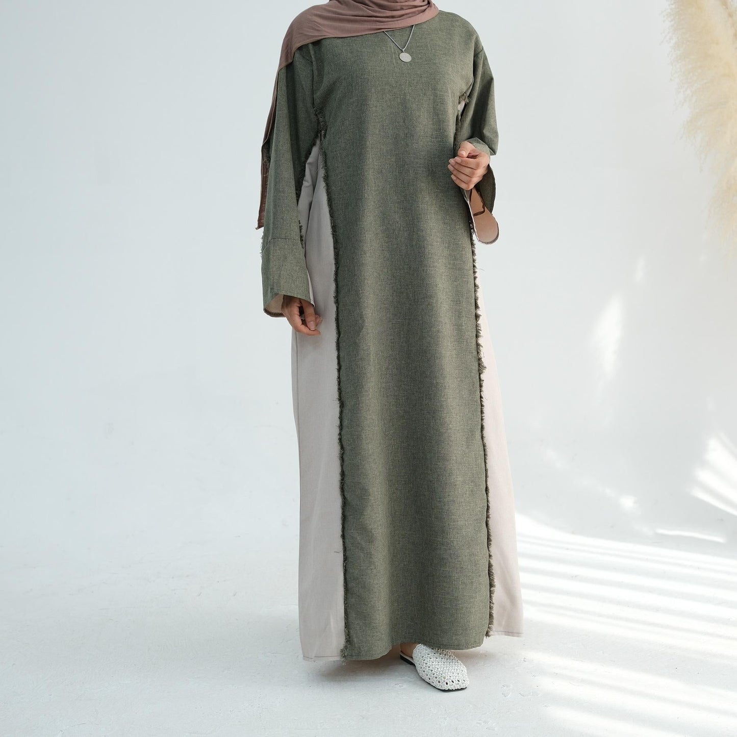 HA5508 Elegant patchwork robe - lightweight and comfortable, showing fashion taste plain casual dress