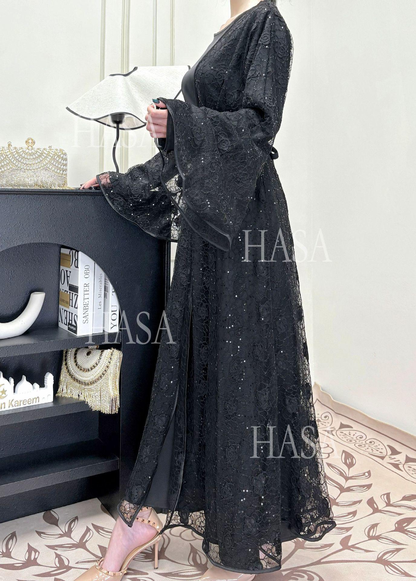 HA6482 Soft Lace Maxi Dress Set, Simple Loose Design