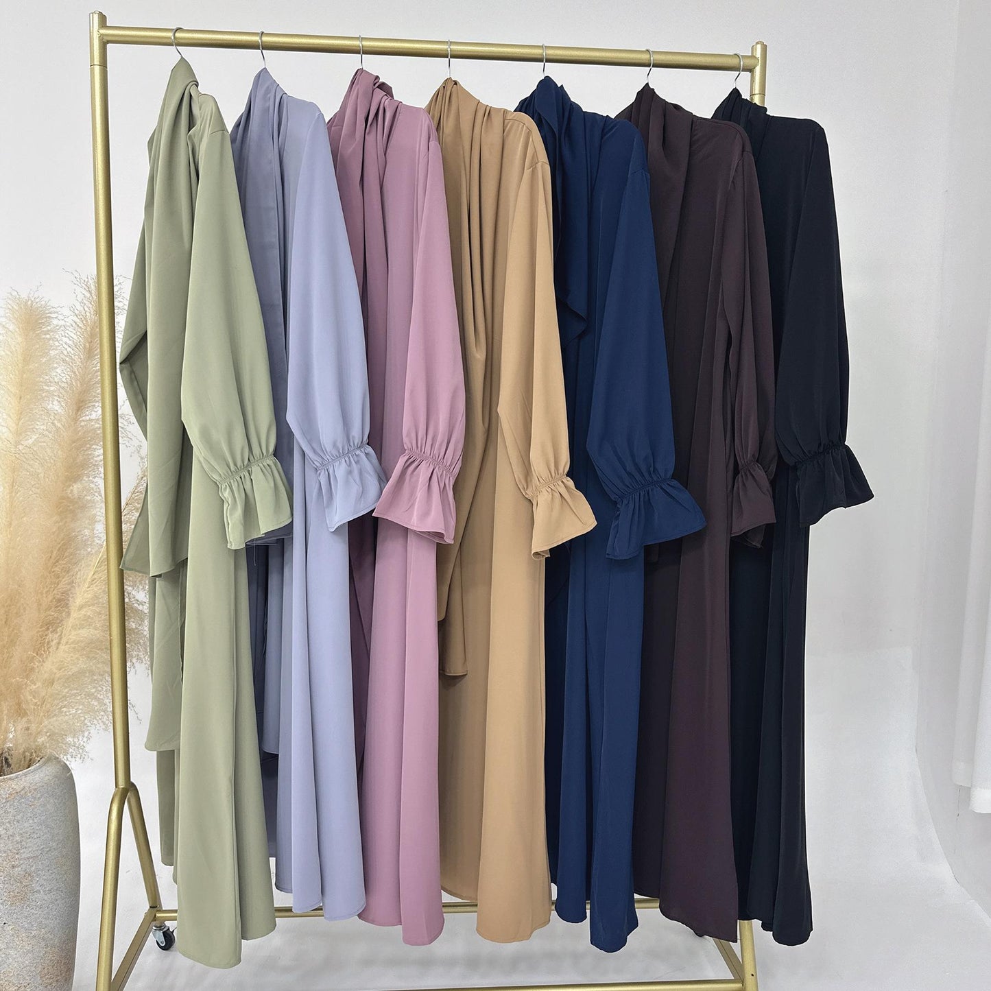 HAYA HA1173 Solid Color Hooded Abaya with Side Pocket