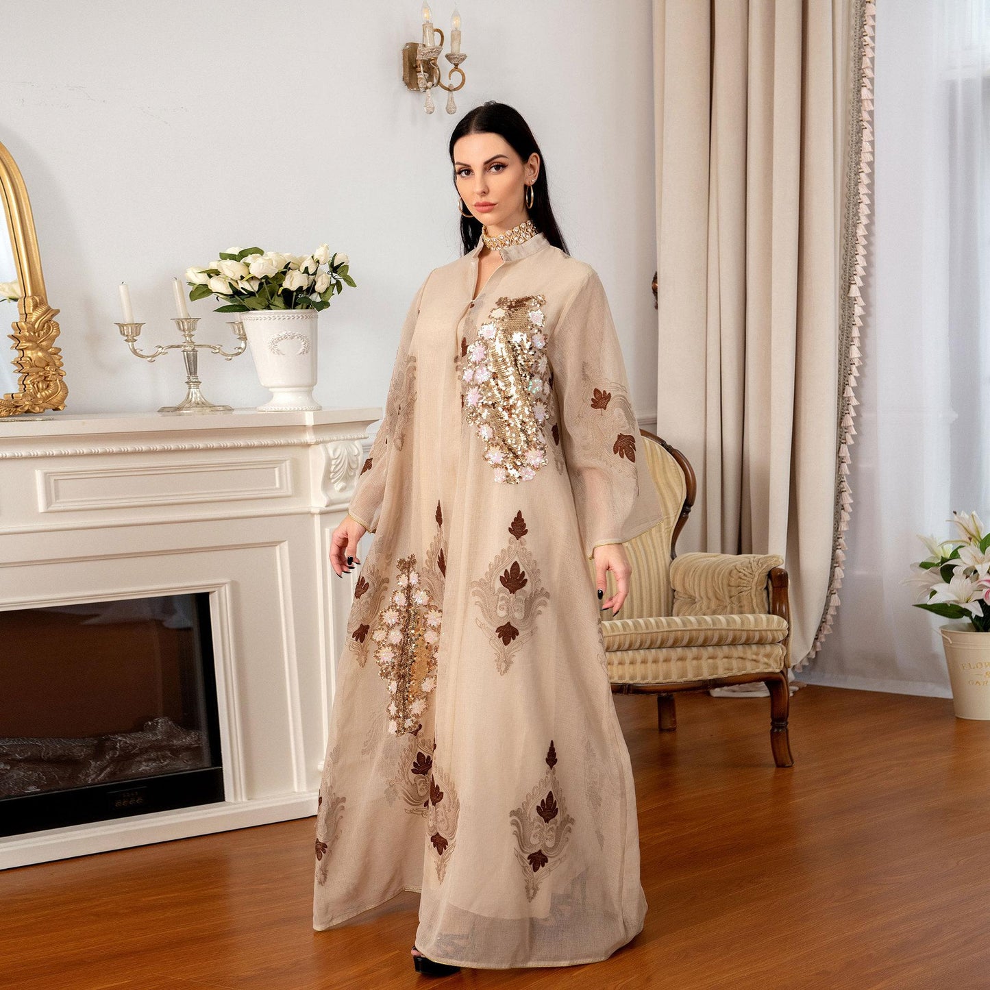 HAYA HAYA0443 Muslim Embroidered Dress