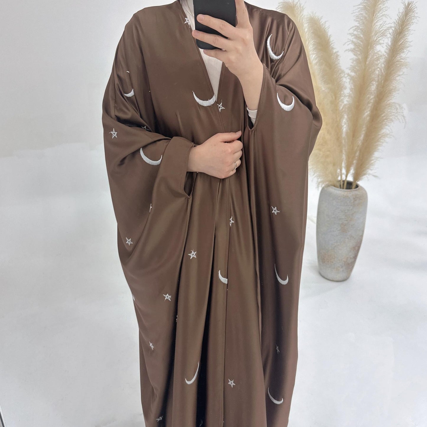 HAYA HA1171 Moon Embroidered Robe Kaftan Abaya