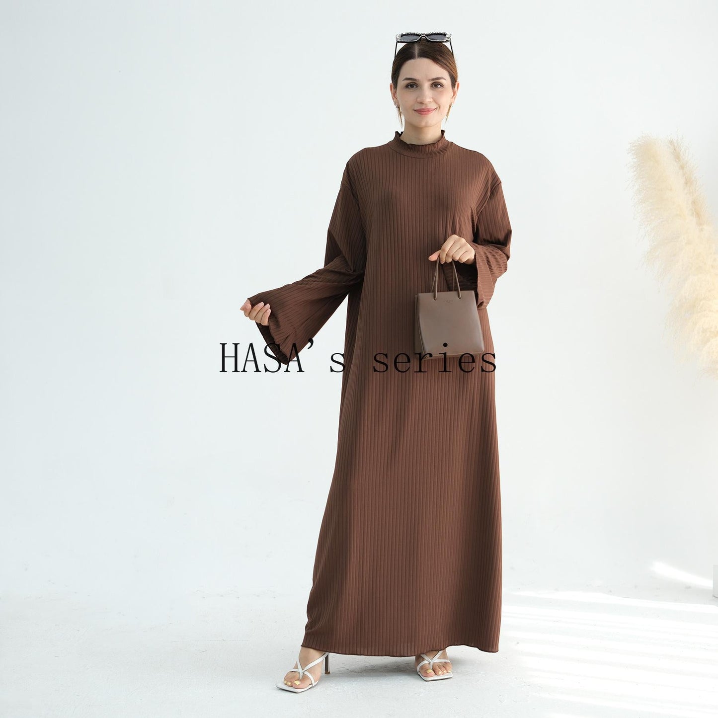 HA5509 Beautiful Stand Collar Dress Robe - Lightweight multi-color design, comfortable and stylish party  wear red dress thick  thigh 2  part bow  outfits