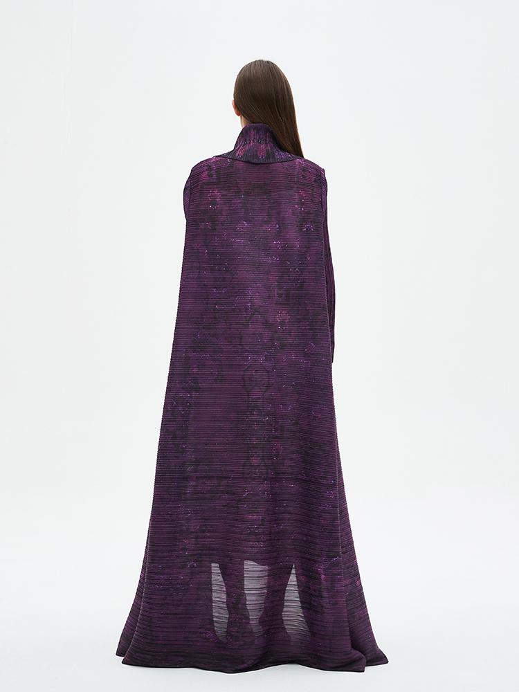 HS6712 Regal Amethyst , Belted Purple Abaya with Subtle Sparkle