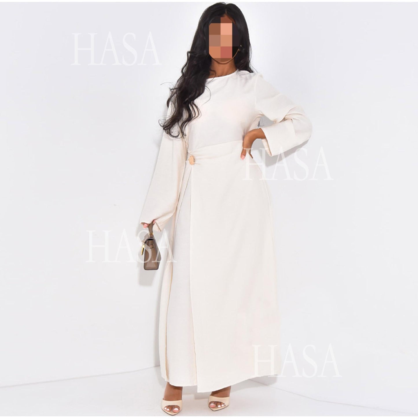 HA6549 Minimalist Abaya with Waist Detail