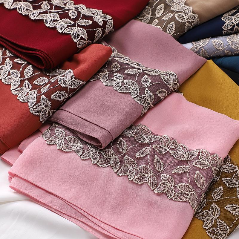 HAYA HA1130 Pearl Chiffon Lace Headscarf