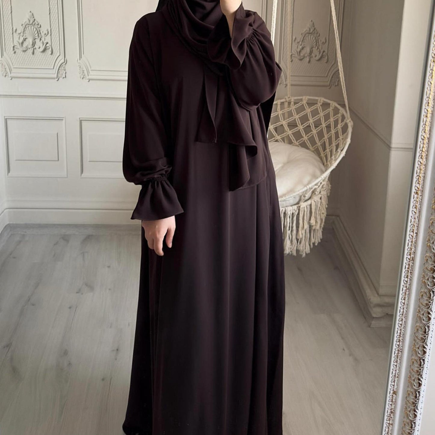 HAYA HA1173 Solid Color Hooded Abaya with Side Pocket