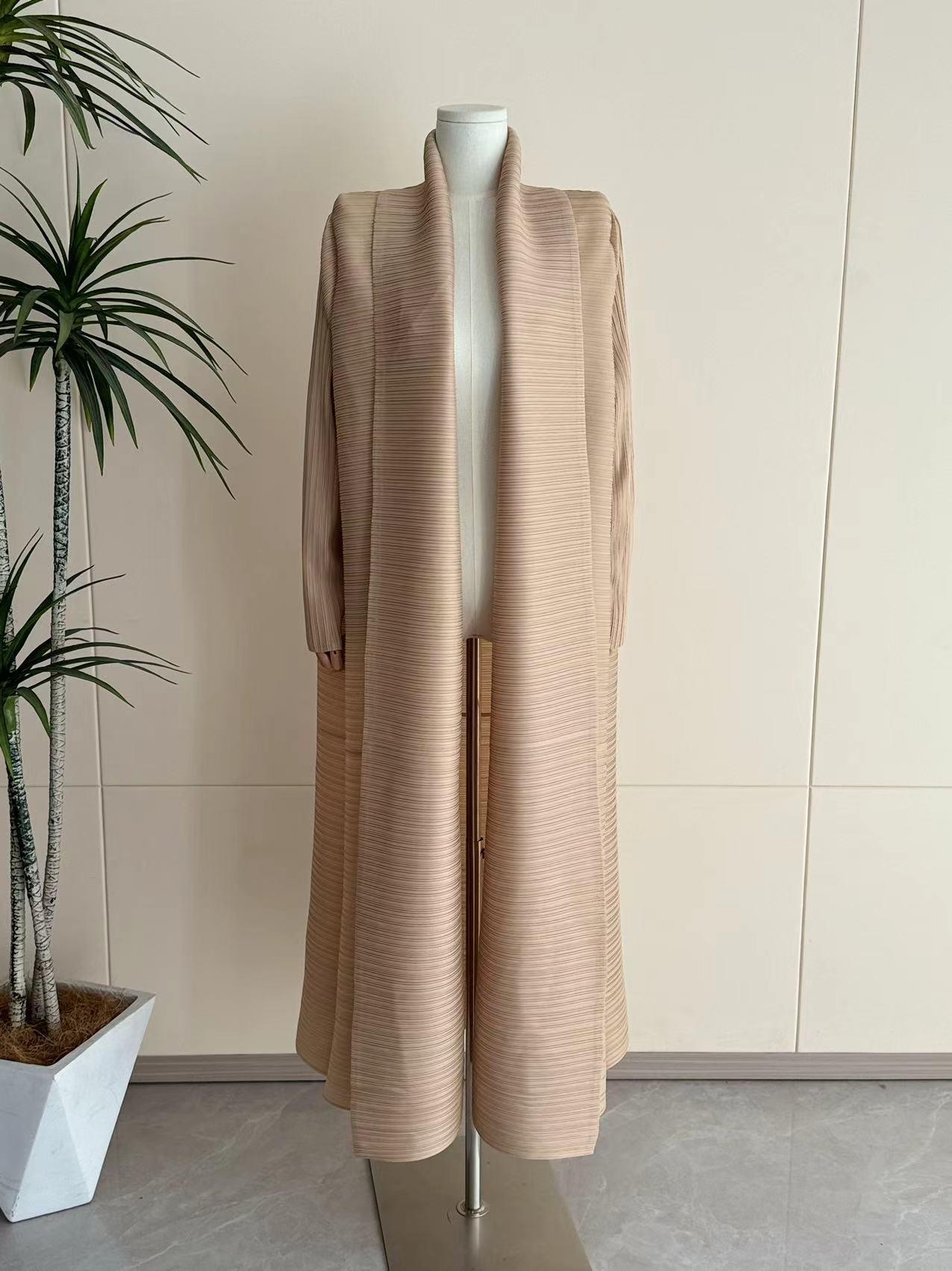 HS6729 Chocolate Crinkle | Brown Textured Open Abaya