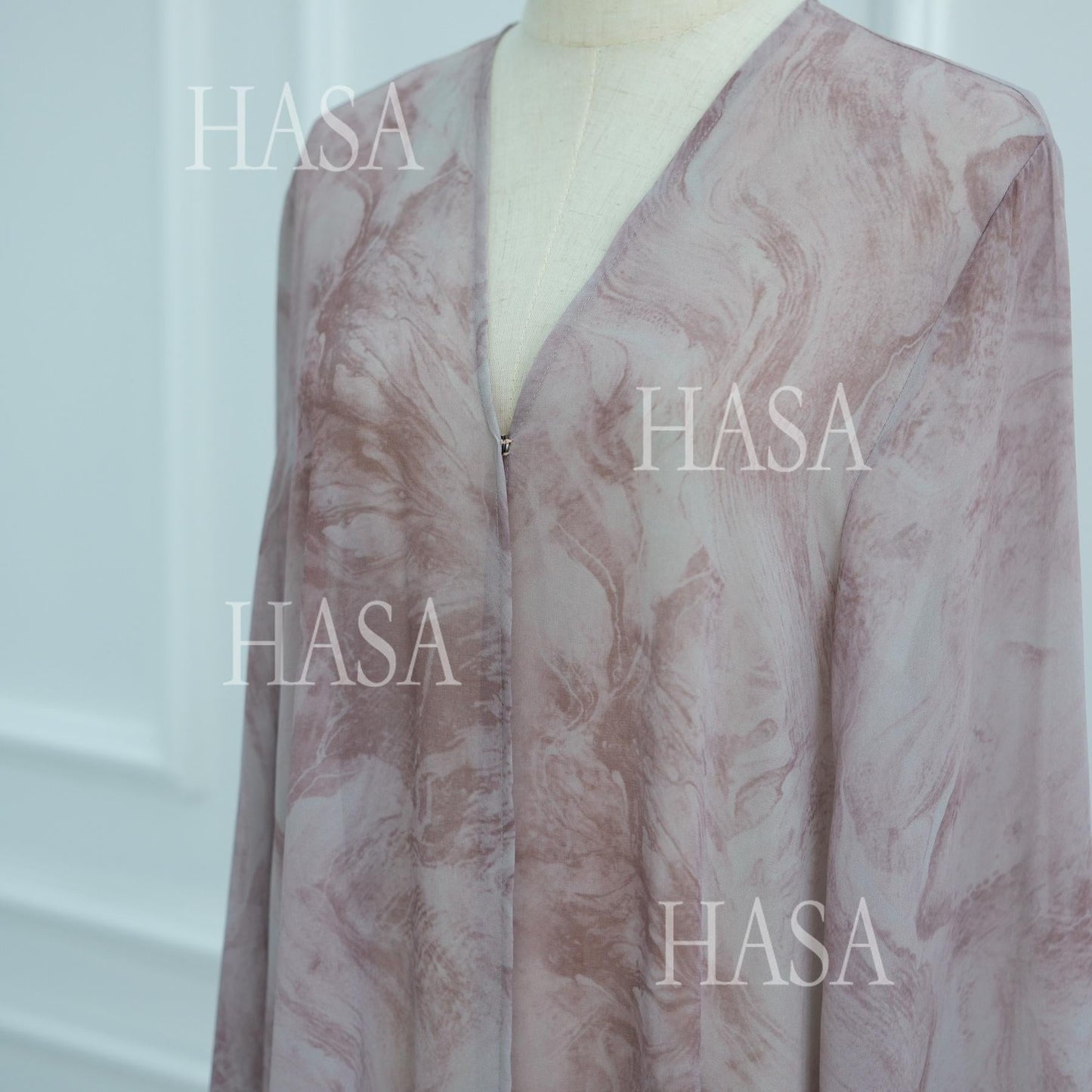 HA6551 Printed Abaya Cardigan with Matching Scarf Two-Piece Set