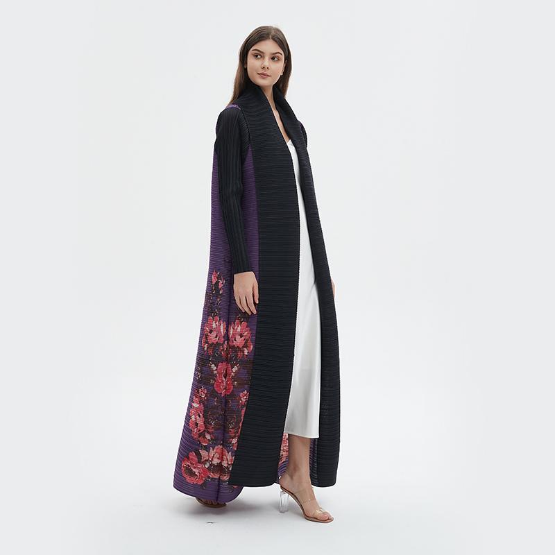 HS6724 Amethyst Bloom | Purple & Black Abaya with Floral Print Panel