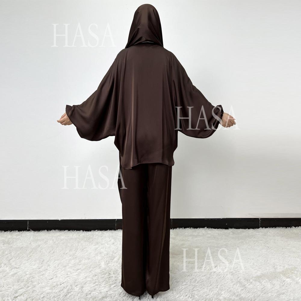 HS5857 High-end Bright Satin Two-piece Suit (headscarf Not Included), Irregular Design Shows Fashionable Style