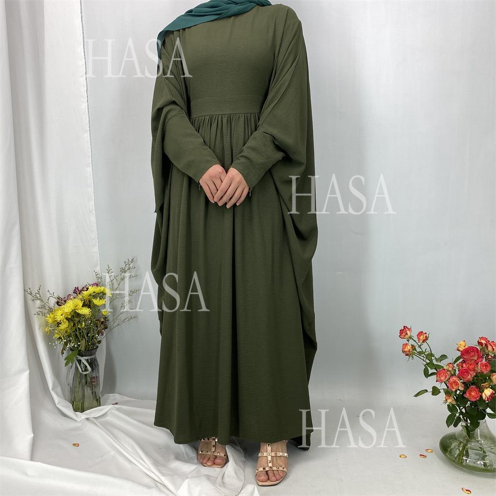 HA6586 Loose Turkish Pleated Dress, Fashionable Long Design