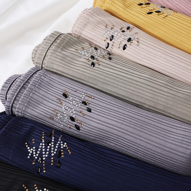 HAYA HA1133 New Striped Hot Drilling Headscarf