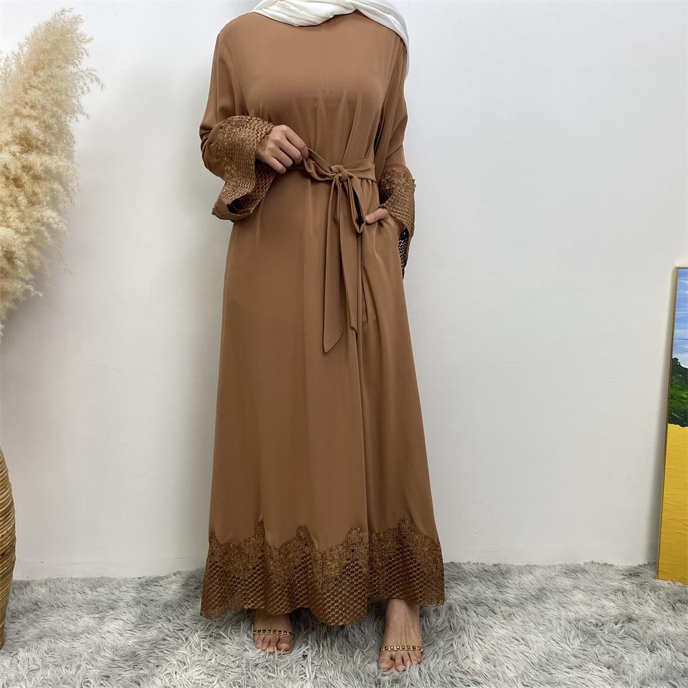 HAYA HAYA1084 Muslim Fashion Lace Robe Dress