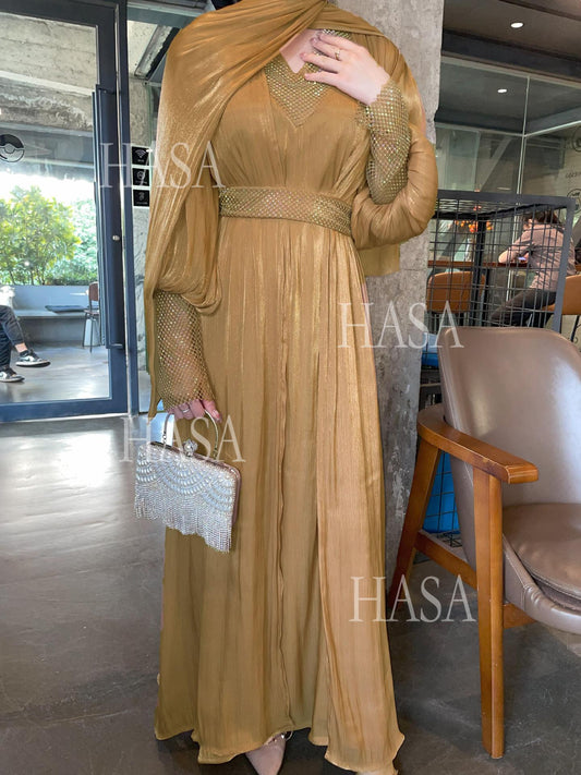 HA6481  Chiffon Robe 4 - Piece Set for Graceful Look