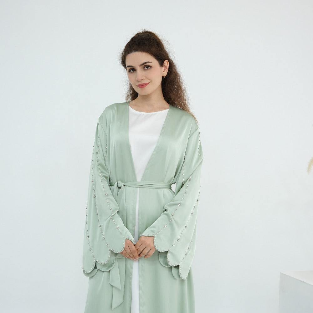 HA6602 Fully hand-beaded long cardigan jacket (headscarf not included)