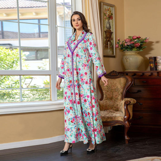 HAYA HAYA1079 Fashion Printed Hot Diamond Dress