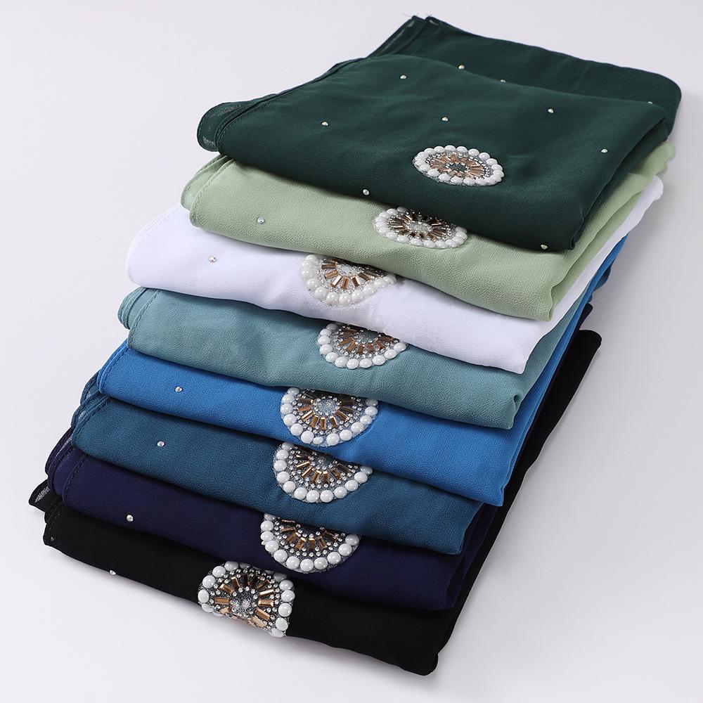 HAYA HA1126 Pearl Chiffon Baotou Scarf