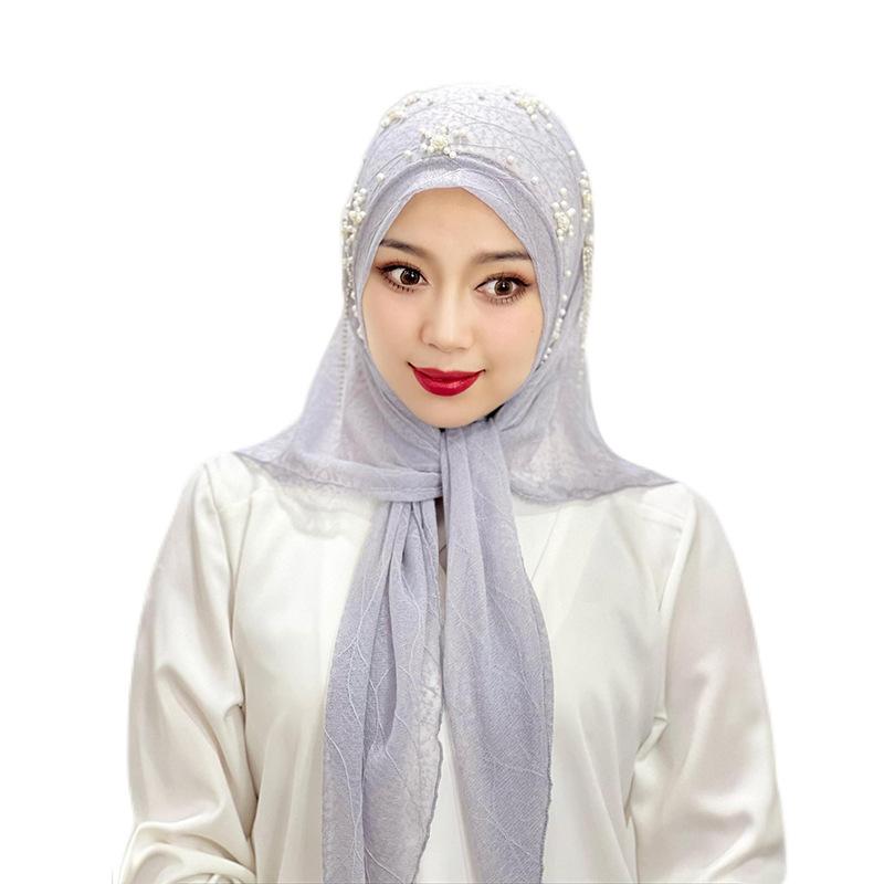 HAYA HA1107 Solid Color Headband Gold Thread Bead Flower Shawl Hat Headband