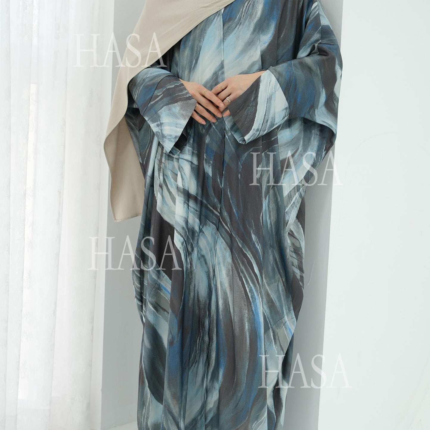 HA6509 Abstract Printed Loose Abaya (Headscarf Not Included)