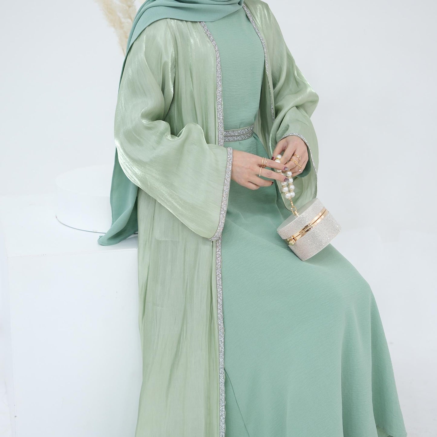 HAYA HA1185 3pcs Set Cardigan+Inner Dress+Hijab