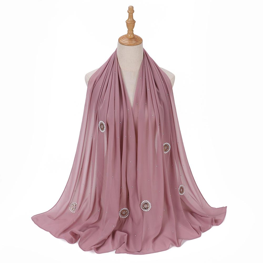 HAYA HA1126 Pearl Chiffon Baotou Scarf