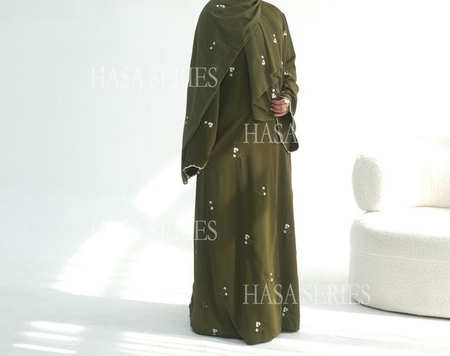 HASASERIES HS6682 Embroidered Floral Pattern Long Cardigan