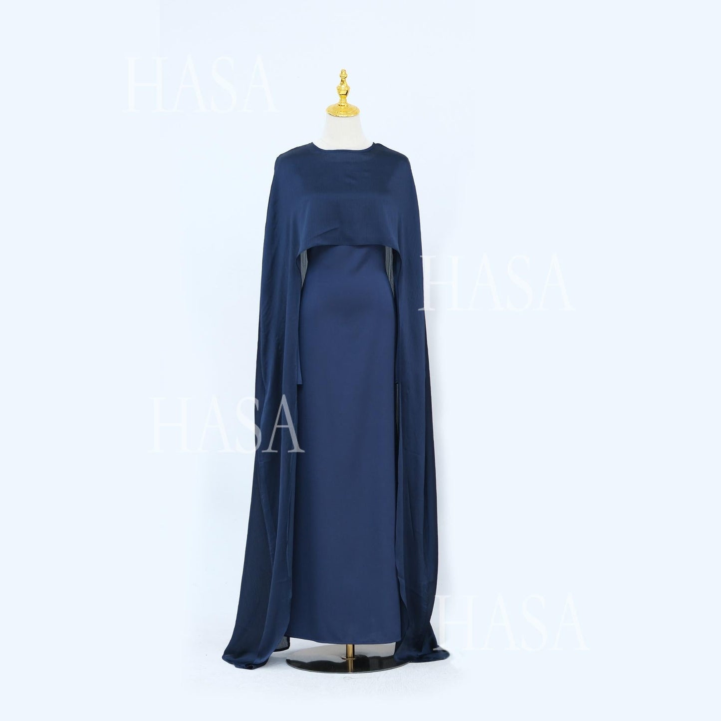 HA5870 Elegant drape two-piece robe dress-Light luxury street style abaya girl