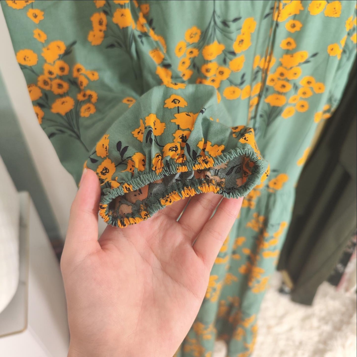 HAYA0819 Rayon long dress V-neck flower dress