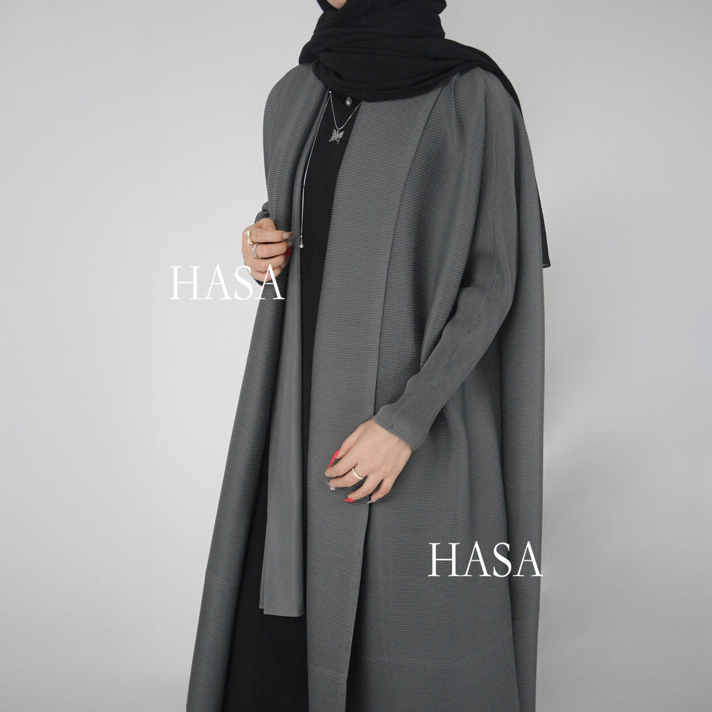 HAYA SHOP 1245 Ombré Abaya Loose Fashion Robe with Pleated Patchwork Detailing