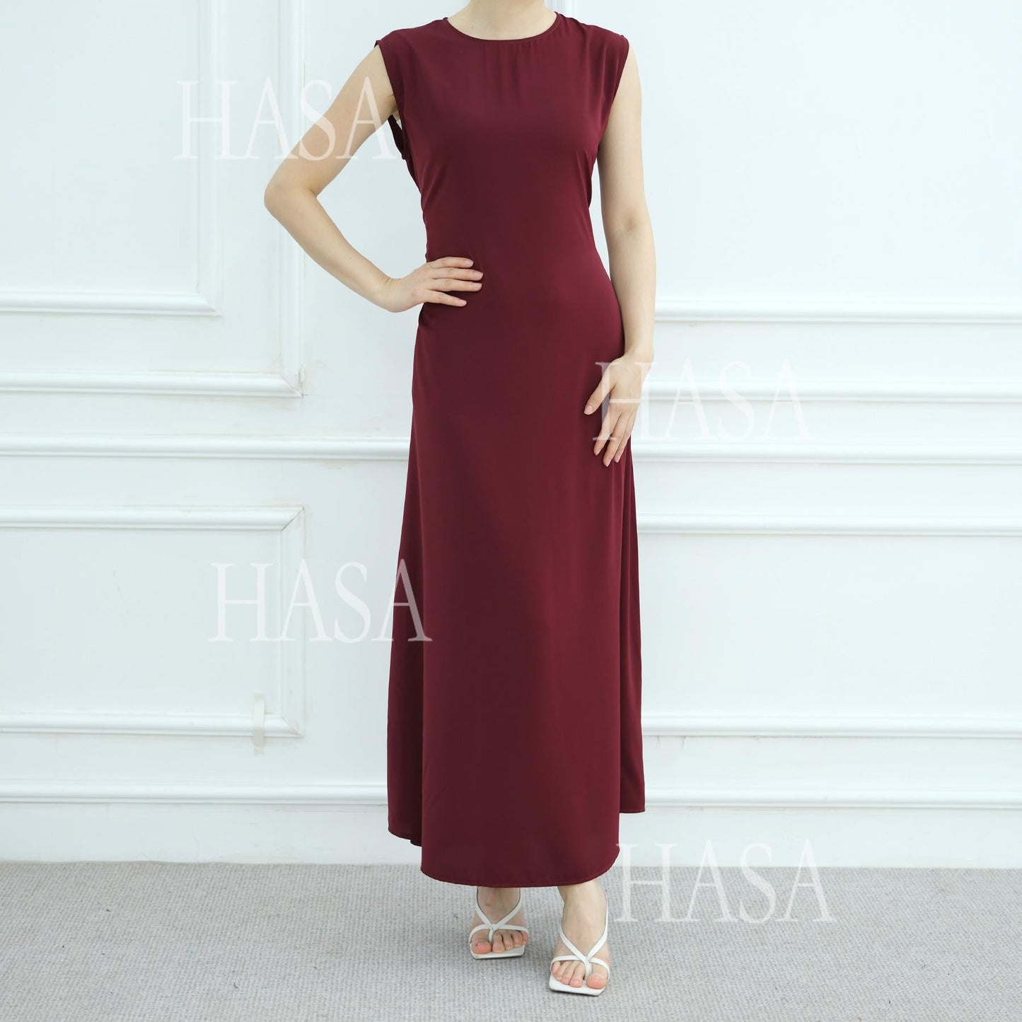 HA6470 Sleeveless Long Dress with Adjustable Back Lacing