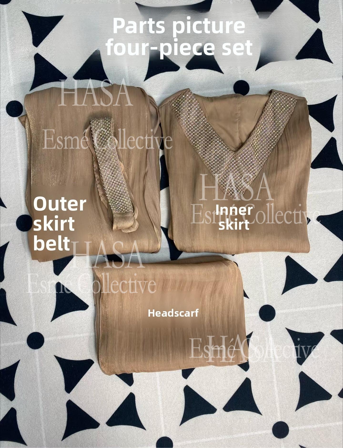 HA6481  Chiffon Robe 4 - Piece Set for Graceful Look