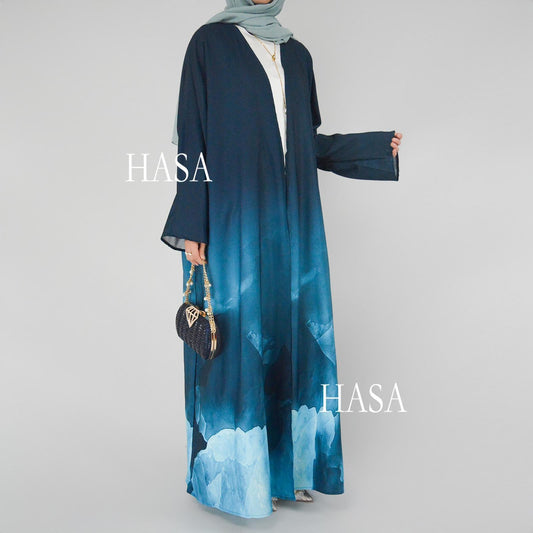 HA6324 Artistic Ombré BrusHAtroke Summer Kimono Abaya