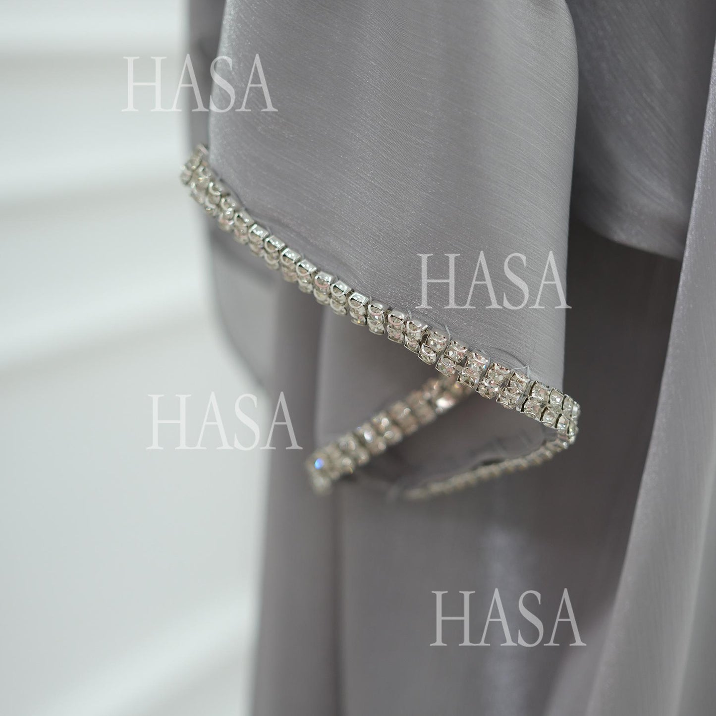 HA6553  Two-Piece Solid Abaya with Beaded Details and Matching Scarf Option