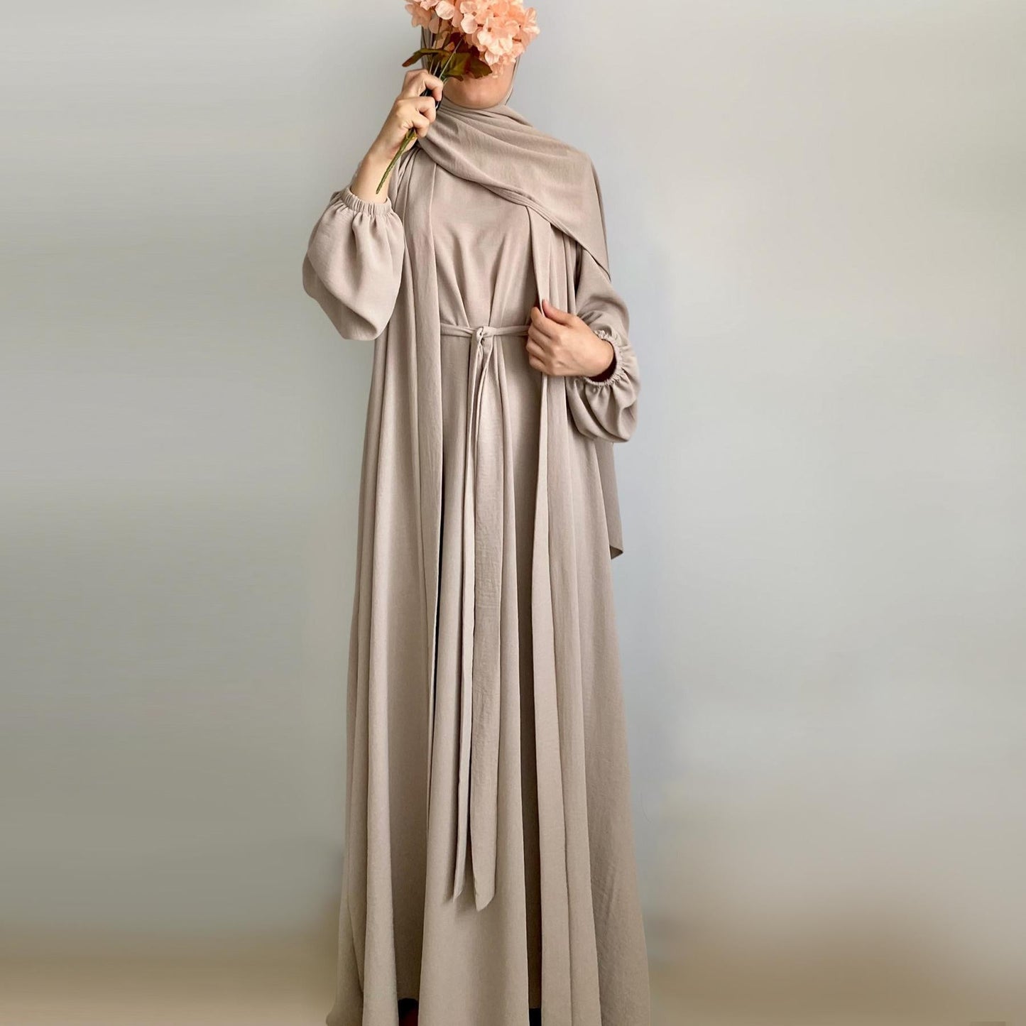 HAYA HAYA0995 3pcs Cardigan+without  Sleeves Inner Dress+Hijab