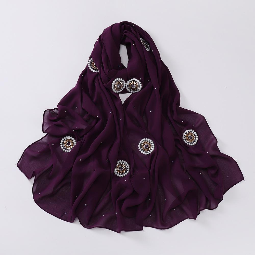 HAYA HA1126 Pearl Chiffon Baotou Scarf