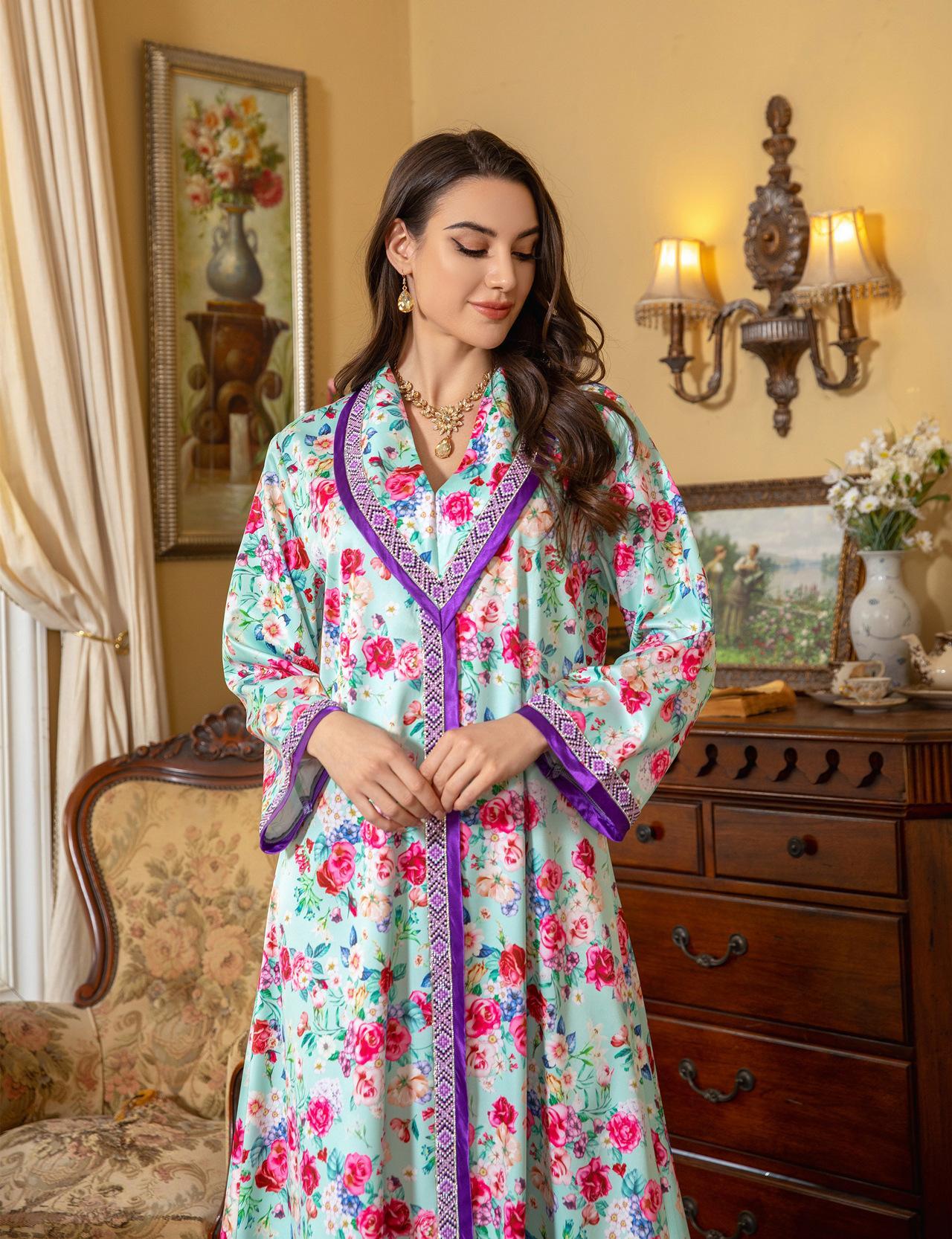 HAYA HAYA1079 Fashion Printed Hot Diamond Dress