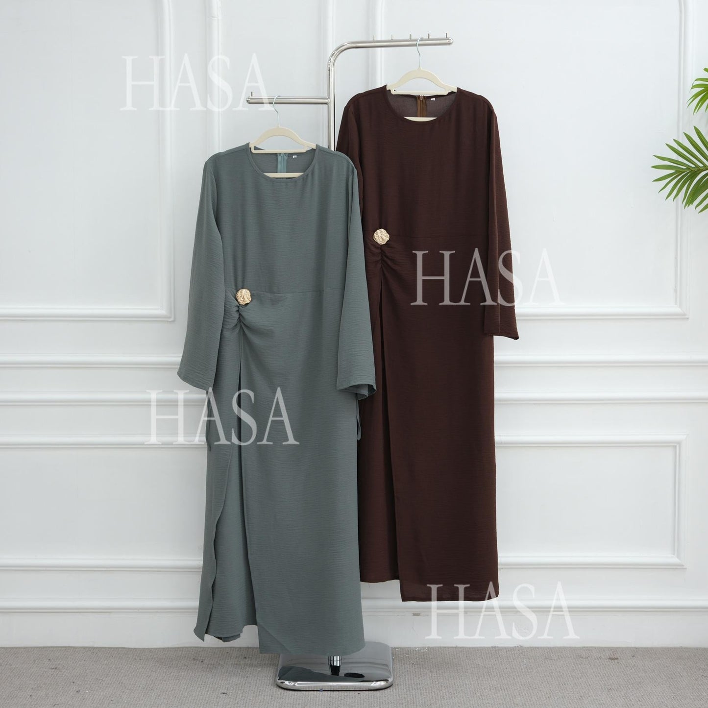 HA6549 Minimalist Abaya with Waist Detail