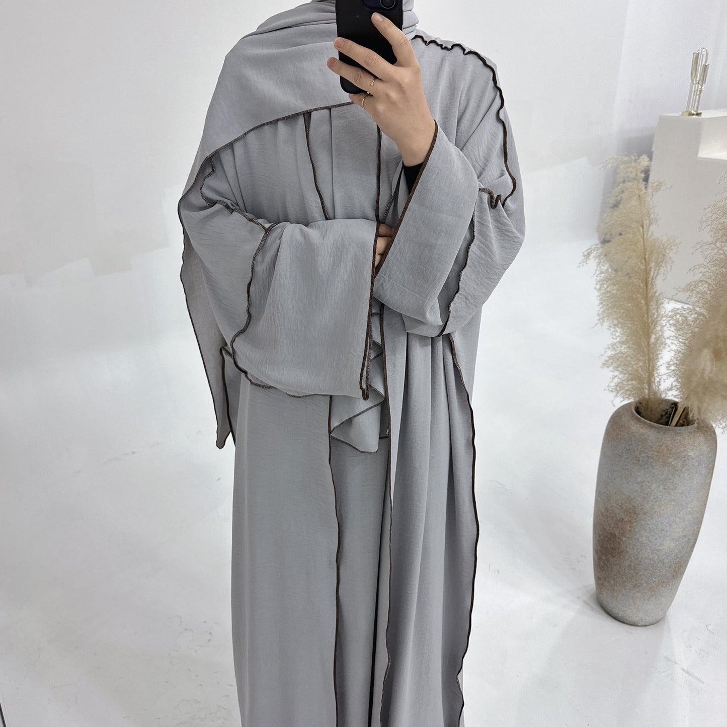 HAYA HA1182 3pcs Set Crepe Inner Dress and Cardigan and Hijab