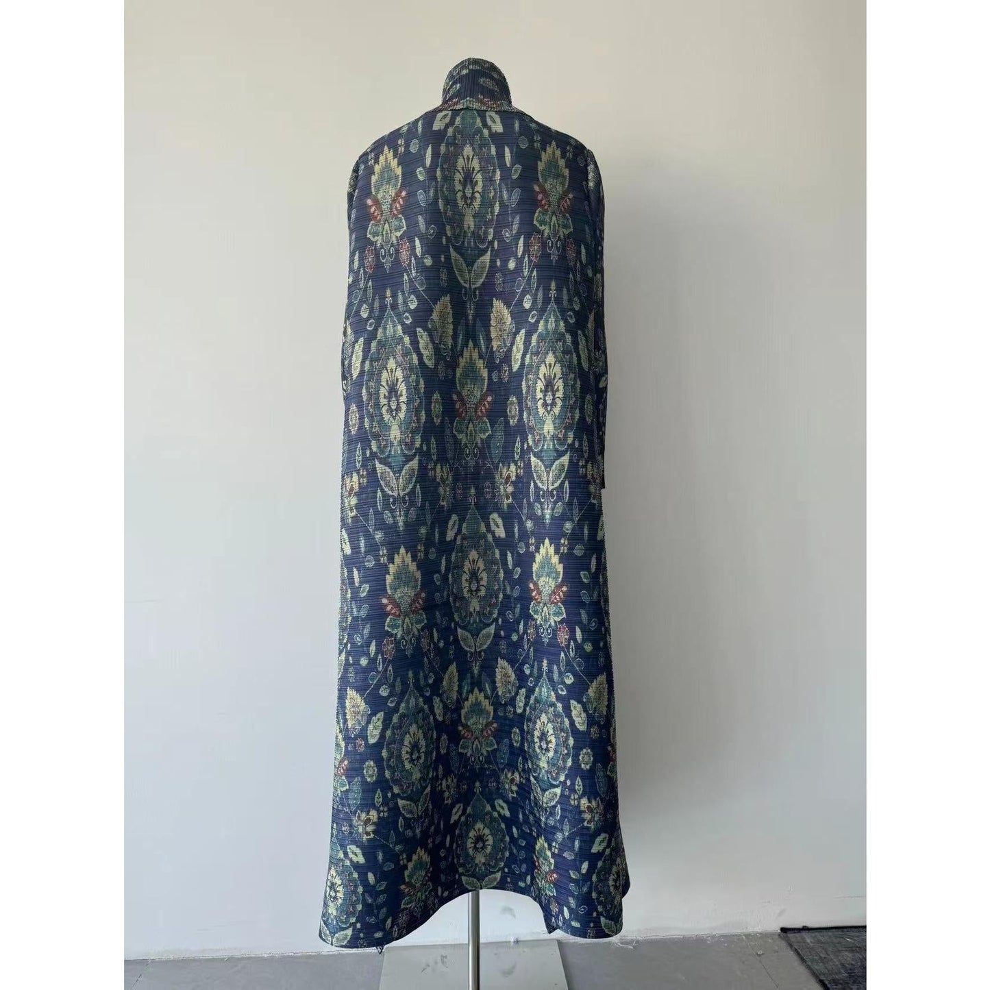 HS6708 Botanical Elegance , Teal Floral Kimono-Style Abaya