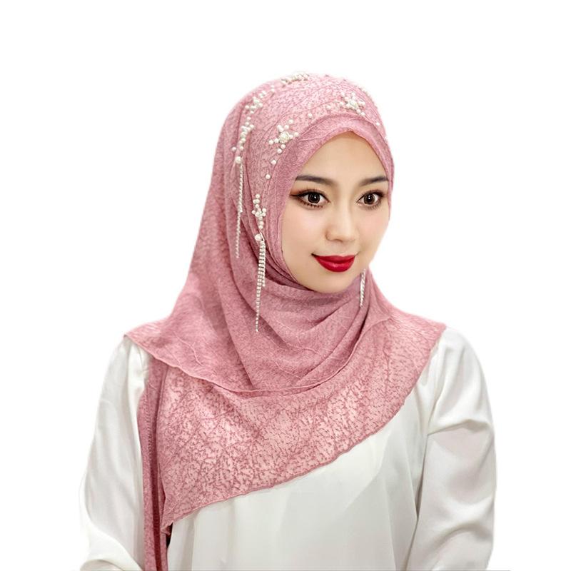HAYA HA1107 Solid Color Headband Gold Thread Bead Flower Shawl Hat Headband