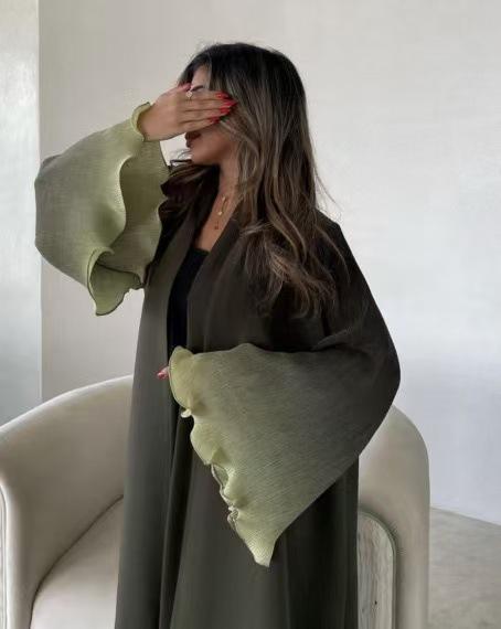 HASASERIES HS6721 Olive Ombre  Green Abaya with Gradient Cuffs