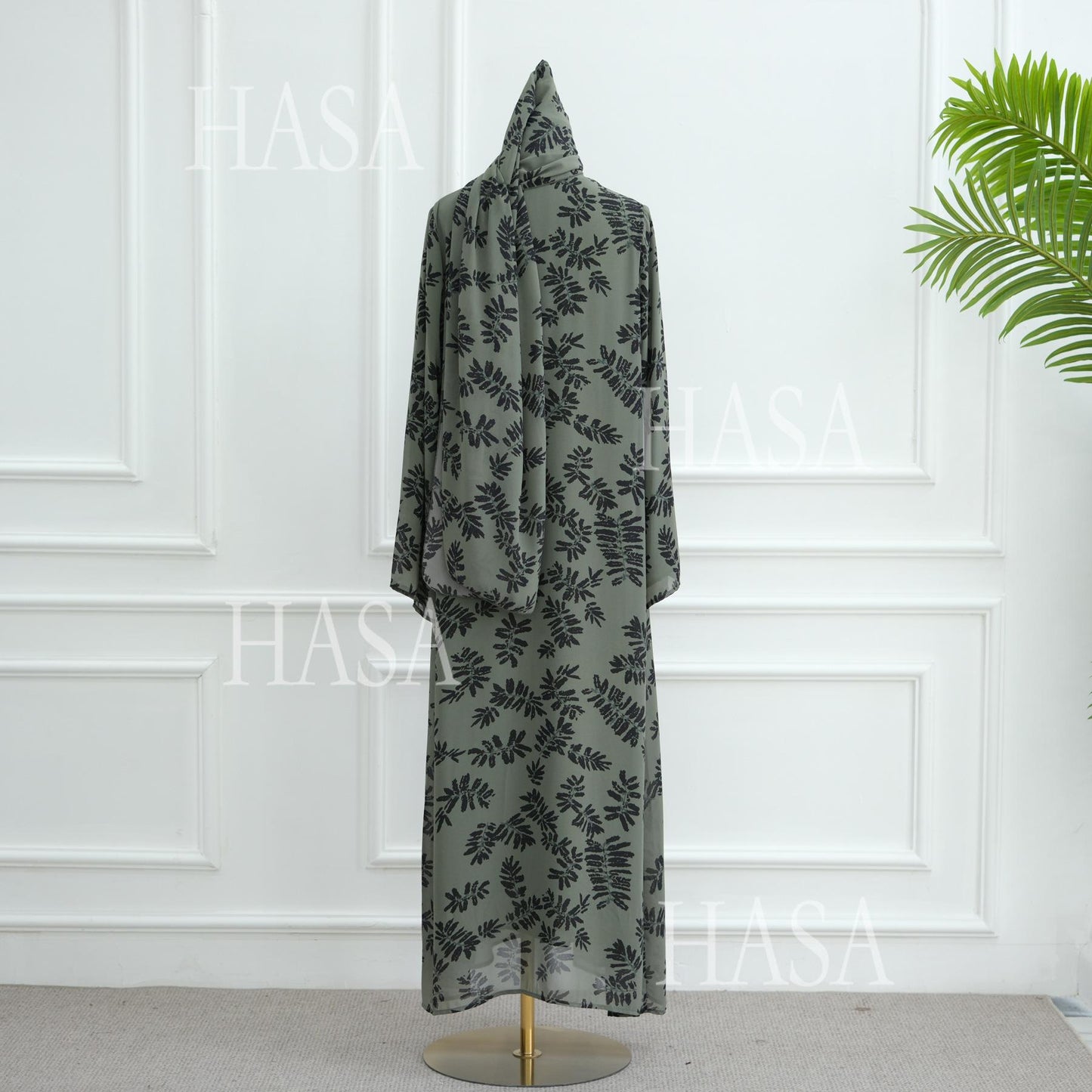 HA6515 Summer Printed Chiffon Jacket and Headscarf Two-Piece Set