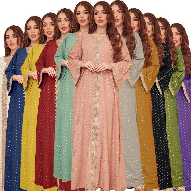 HAYA0442 Middle East Women's Clothing New Bronzing Muslim Dubai Robe