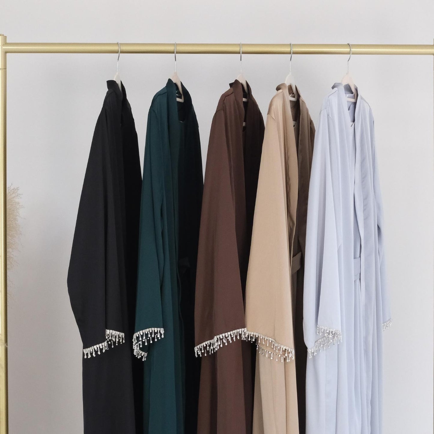 HAYA HAYA1047 1pcs Solid Color Beaded Cardigan Robe